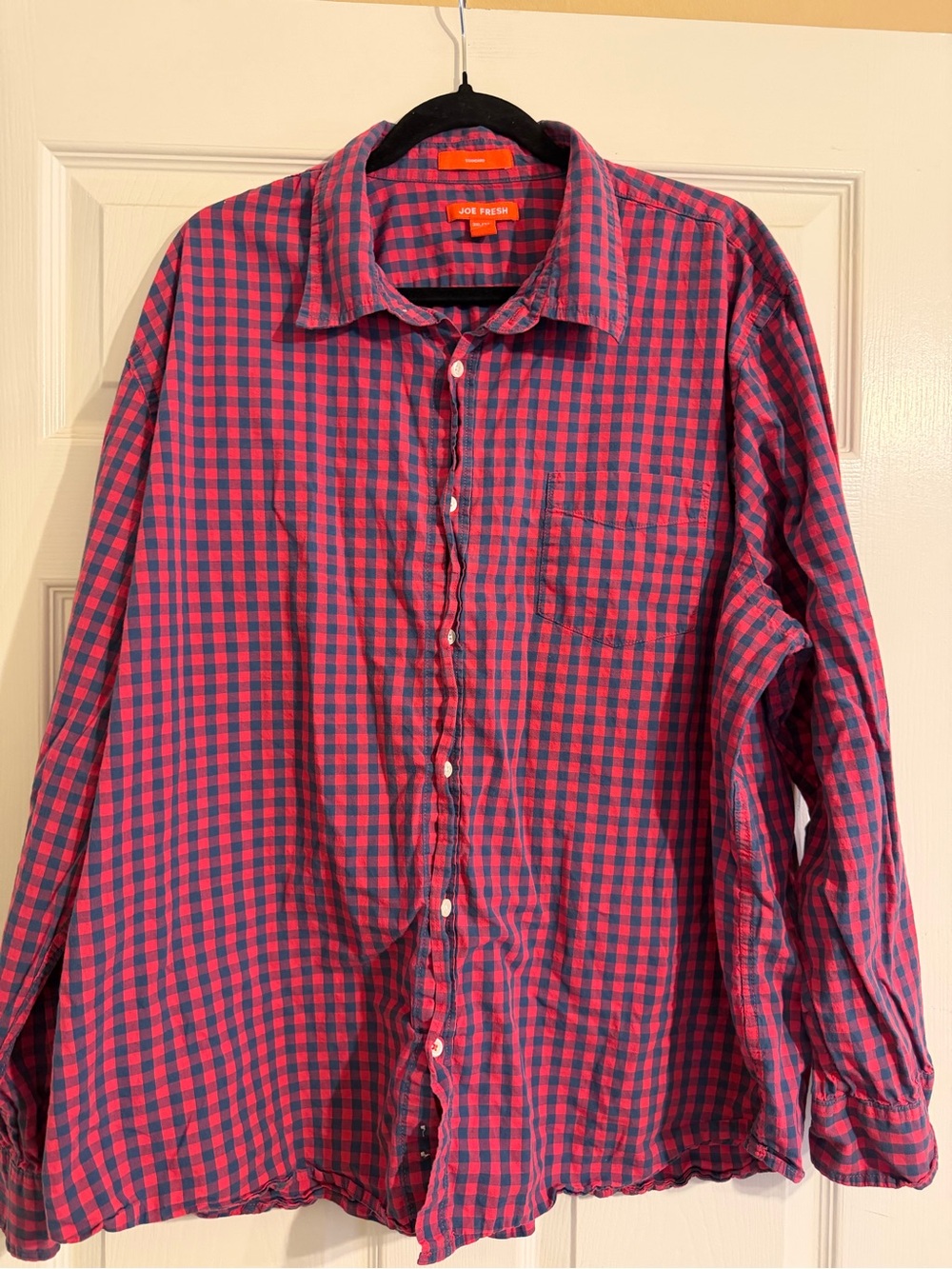 Joe Fresh Checkered Gingham Button Up Shirt Red and Blue
